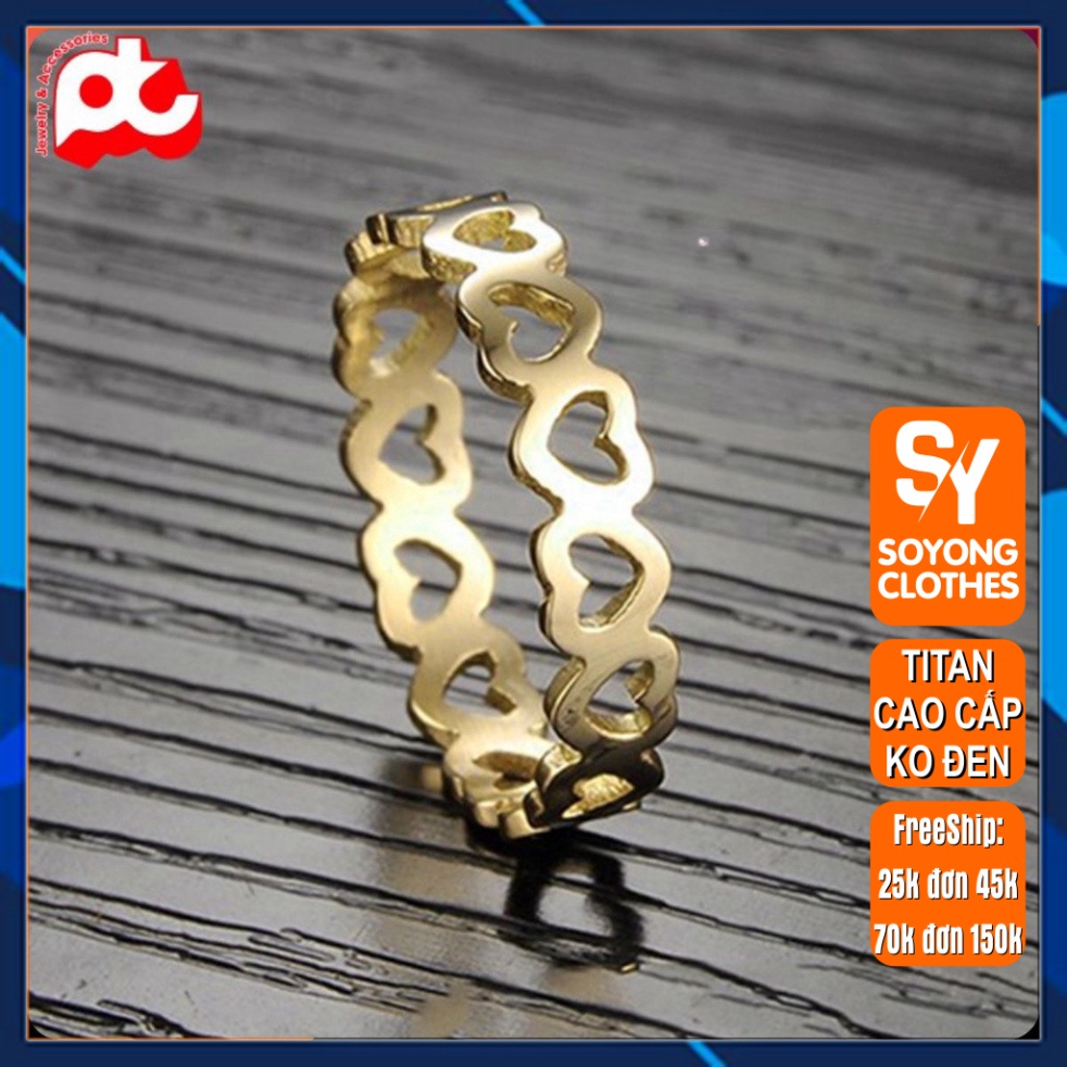 Nhẫn titan nữ trái tim rỗng cách điệu cao cấp thép không gỉ titanium ...