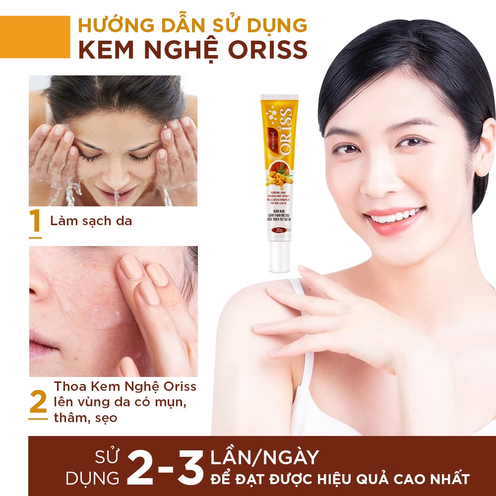 Kem nghệ Oriss ngừa mụn giảm thâm mờ sẹo dạng gel không màu không gây vàng da Tuýp 20gr