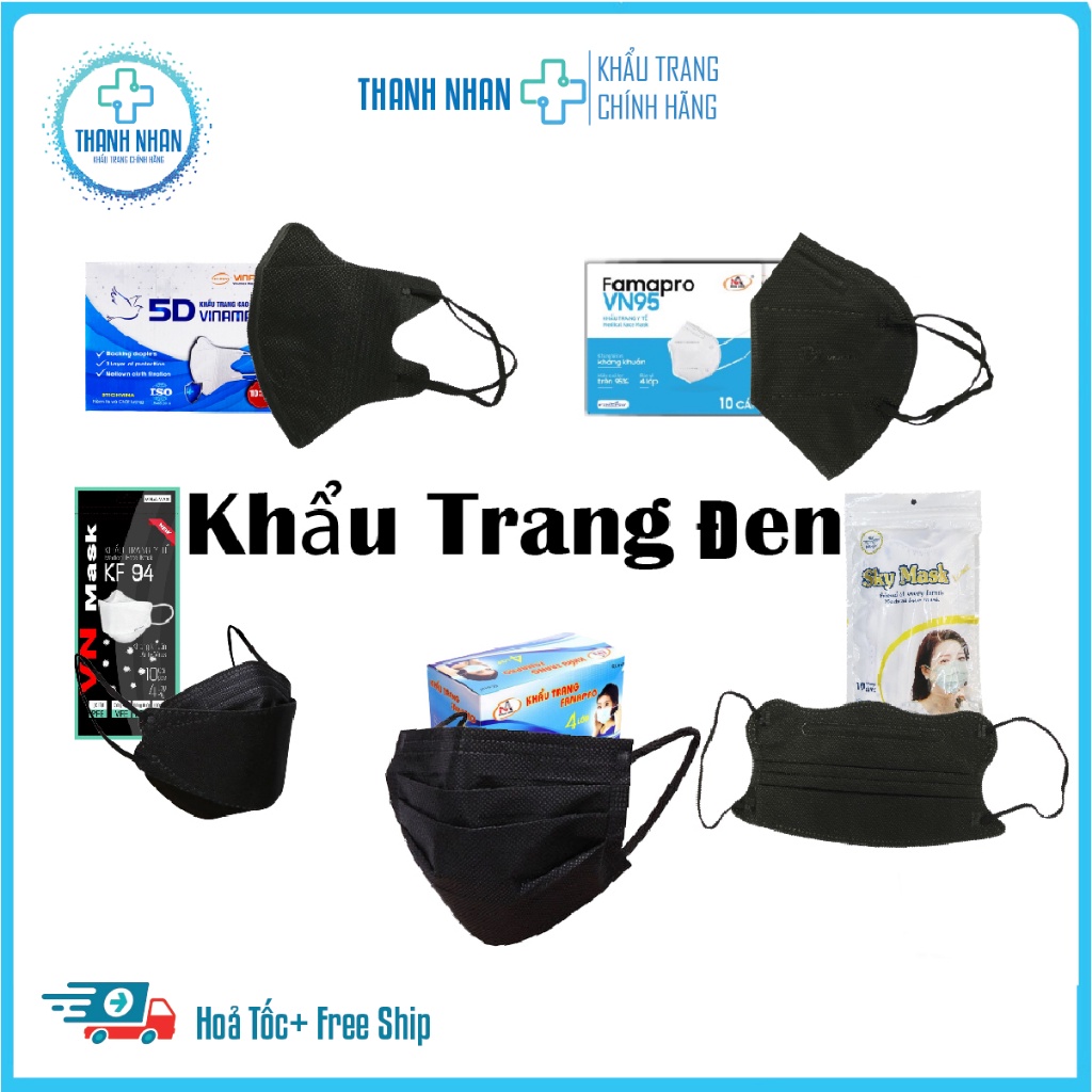 [Combo 50 Cái] Khẩu Trang Màu Đen,Khẩu Trang 5D Đen,KF94 Đen,3D Đen,Kua ...