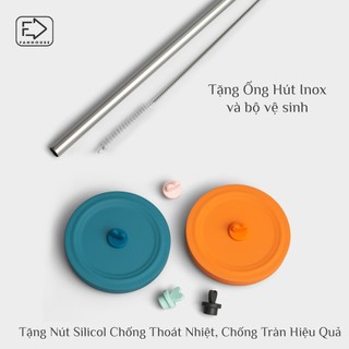 Bình giữ nhiệt Pastel V2 830ml ống hút trâu ly giữ nhiệt 12h Fan House inox 316 Tráng sứ cao cấp, khắc tên