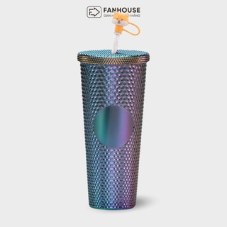 Ly nước Kim Cương 2 lớp chất liệu PP cao cấp BPA Free cách nhiệt 2-3h Fan House decal tên, tặng ống hút,nút bịt, sticker