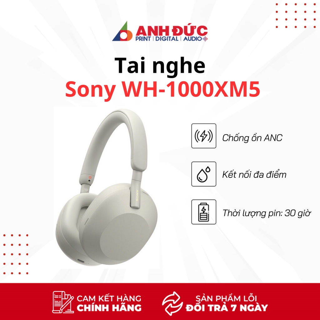 Tai Nghe Không Dây Chụp Tai Chống Ồn Sony WH-1000XM5 Hàng Chính
