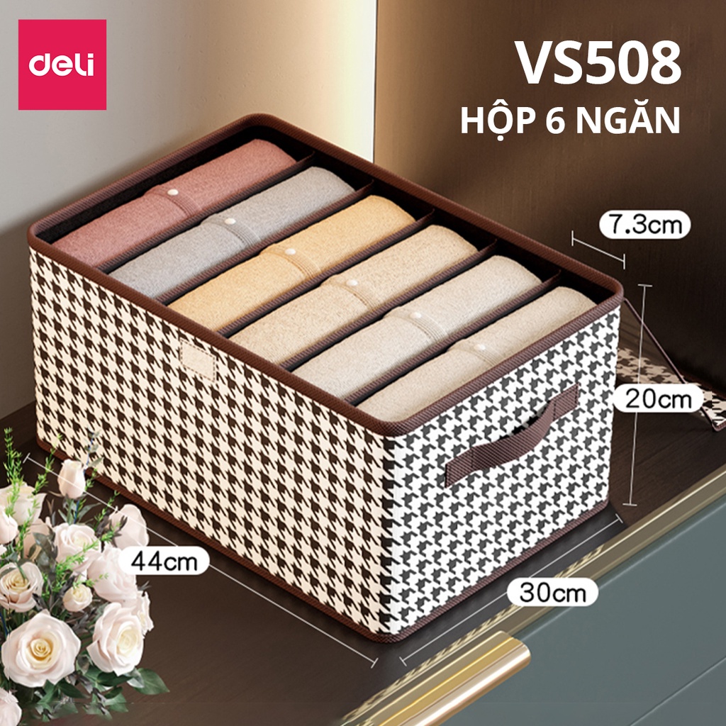 Hộp Vải Đựng Quần Áo Chia Ngăn Có Nắp Deli 9 Ngăn Sắp Xếp Tủ Quần Áo Gọn Gàng Hộp Đựng Quần Áo Đồ Lót