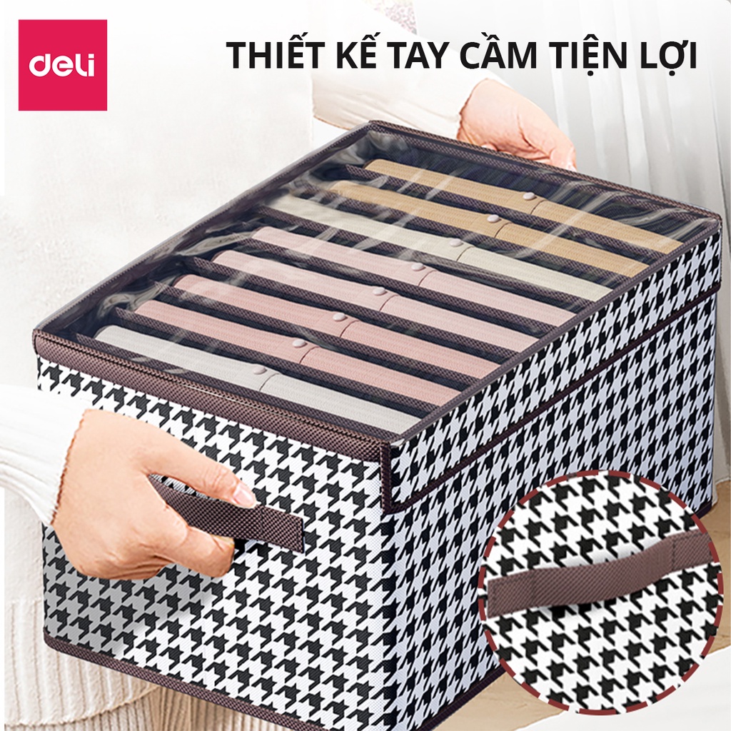 Hộp Vải Đựng Quần Áo Chia Ngăn Có Nắp Deli 9 Ngăn Sắp Xếp Tủ Quần Áo Gọn Gàng Hộp Đựng Quần Áo Đồ Lót