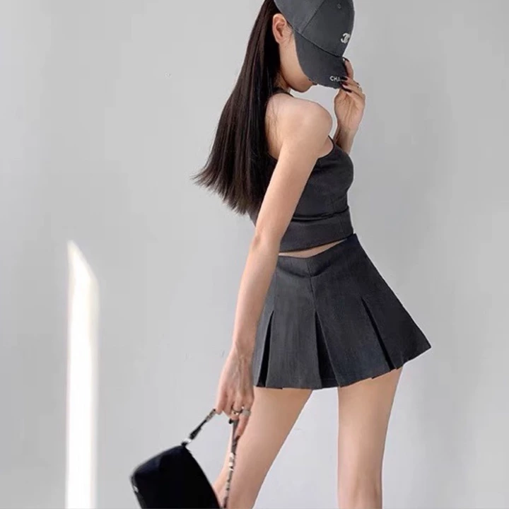 Chân váy xếp ly dáng ngắn xòe, Chân váy ngắn xếp ly to, Chân váy tennis bản ly to chất Tuyết Mưa Hàn Cao Cấp cv32