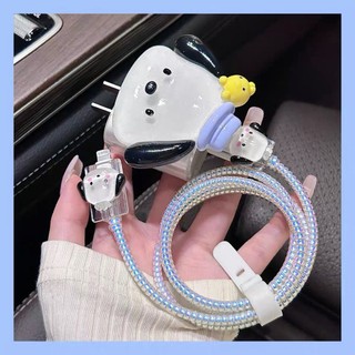 [Cún Trắng Dây Ngọc] Bộ phụ kiện bảo vệ củ sạc và cáp sạc cho iphone PD18/20W bằng silicon cao cấp RABBI
