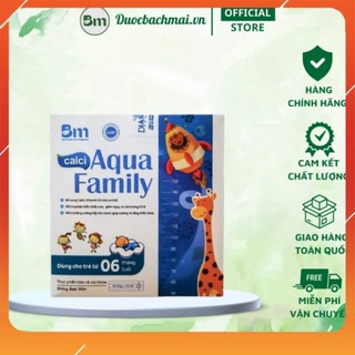 (3 tặng 1) Calci Aqua Family - Hỗ Trợ Bé Tăng Cường Hấp Thu Canxi Hộp 4 Vỉ X 5 Ống .