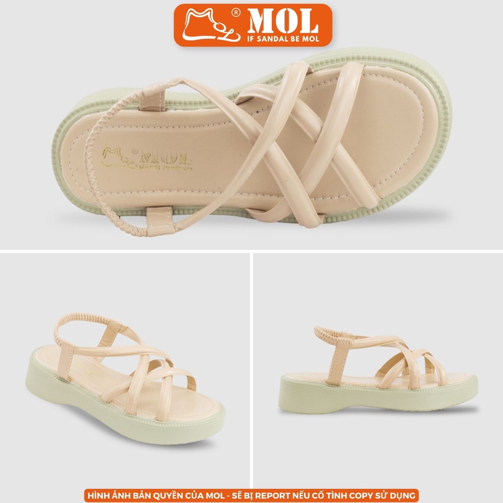 Ảnh Sandal nữ đế bánh mì cao 4cm quai chéo hiệu MOL HM11 2