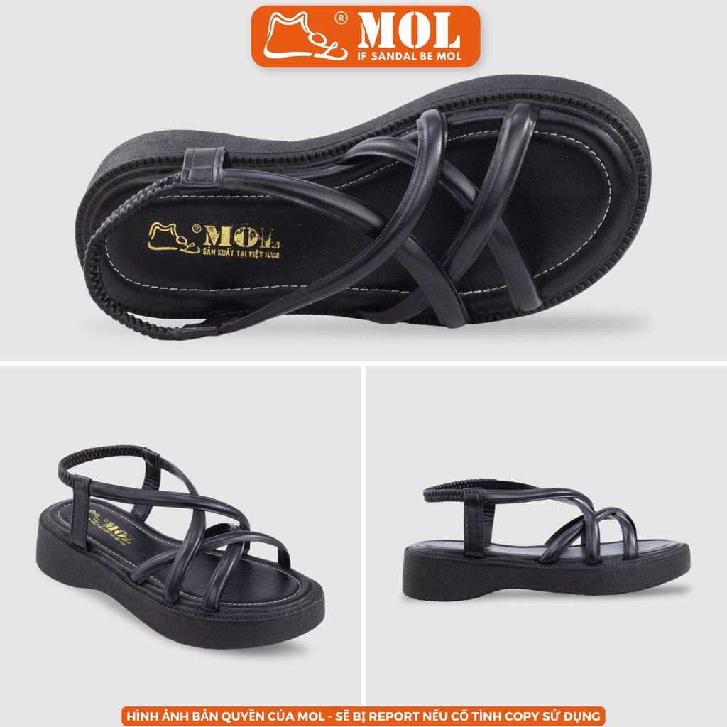 Ảnh Sandal nữ đế bánh mì cao 4cm quai chéo hiệu MOL HM11 3