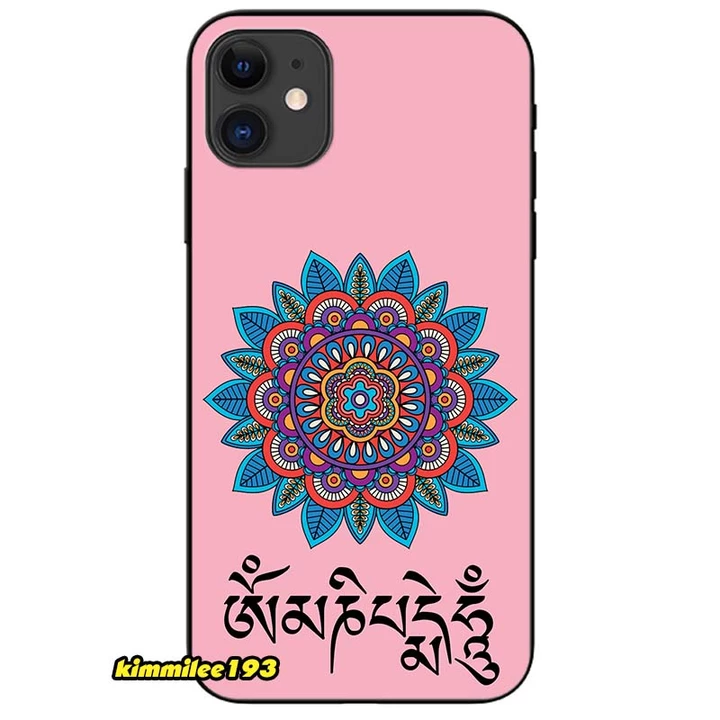 Ốp lưng dành cho Iphone 11, 12, 13, 14, 15 Pro Max và các dòng cũ - Om Mani Padme Hum Hồng Xanh