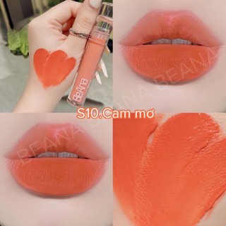 Son lì lâu trôi màu cam cháy, cam sữa, cam mơ, son Beana S10 sang chảnh, chất son vellvet mịn lì siêu đẹp