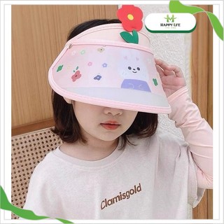 Mũ che nắng trẻ em vành rộng hoạt hình dễ thương kèm bao tay chống nắng đồng bộ – Chống tia UV