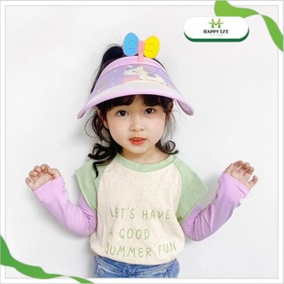 Mũ che nắng trẻ em vành rộng hoạt hình dễ thương kèm bao tay chống nắng đồng bộ – Chống tia UV