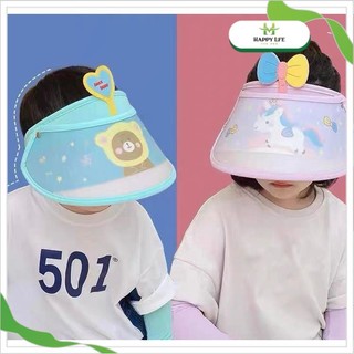 Mũ che nắng trẻ em vành rộng hoạt hình dễ thương kèm bao tay chống nắng đồng bộ – Chống tia UV