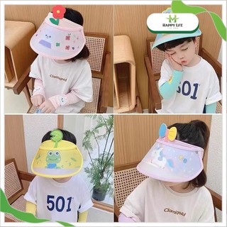 Mũ che nắng trẻ em vành rộng hoạt hình dễ thương kèm bao tay chống nắng đồng bộ – Chống tia UV