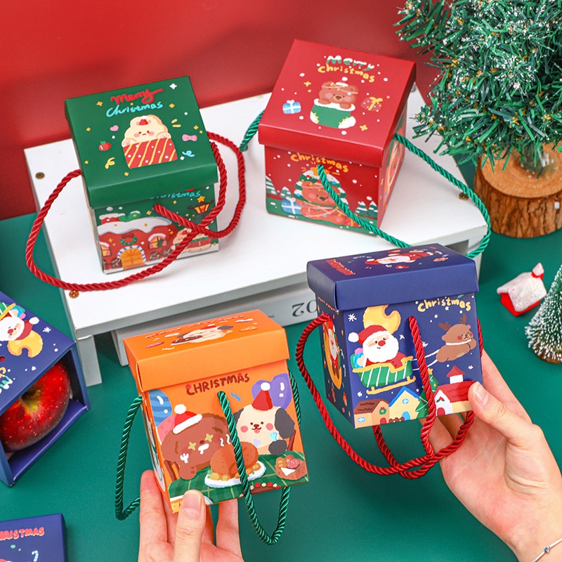 3 Hộp Quà Tặng Hình Vuông Kèm Quai Merrychristmas
