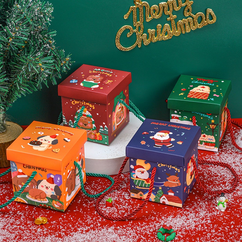 3 Hộp Quà Tặng Hình Vuông Kèm Quai Merrychristmas