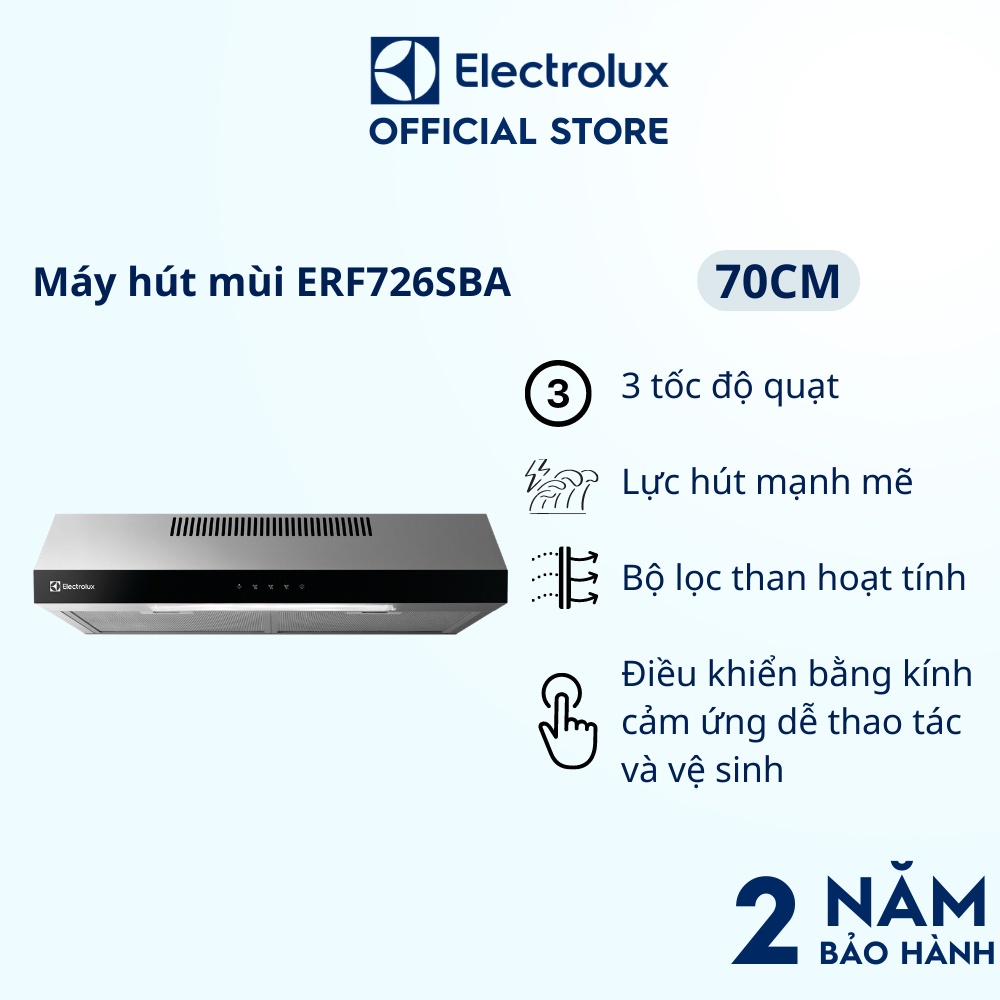 Máy hút mùi Electrolux dạng cổ điển 70cm ERF726SBA, Hút mùi nhanh chóng ...