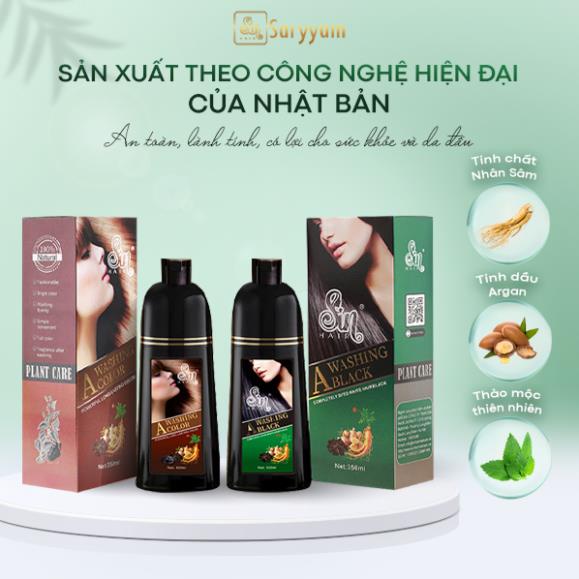 (Đã bán 11k) Combo 2 dầu gội nâu - Dầu gội phủ bạc Sin hair 500ml phủ nhanh trong 15 phút