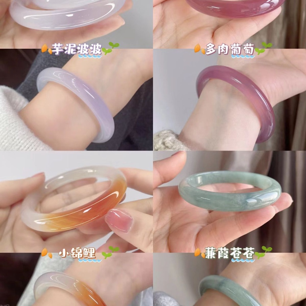 Kính Vòng Đeo Tay Bằng Đá Ngọc Bích Nhân Tạo Hình Tròn Một Bước Cho Nữ