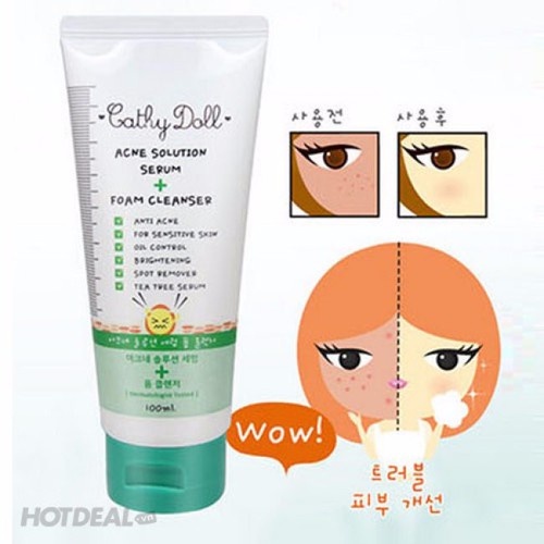 Sữa rửa mặt Cathy doll  cho da nhạy cảm giảm mụn sáng da an toàn lành tính bản nội địa Thái Ekkamai