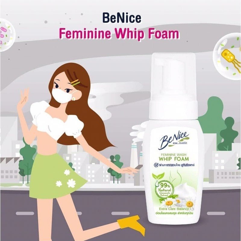[Mua 1 Tặng 1] Dung dịch vệ sinh phụ nữ BENICE dạng bọt ngăn mùi cân bằng độ ẩm  120ml hàng nội địa Thái Lan