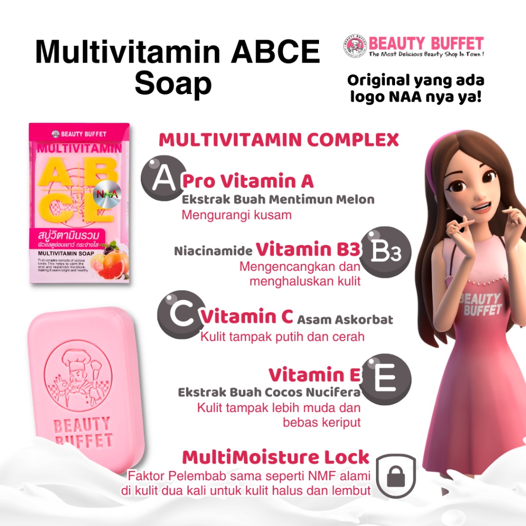Xà phòng dưỡng da BEAUTY BUFFET 100G bổ sung vitamin dưỡng chất cho da hàng nội địa Thái Lan