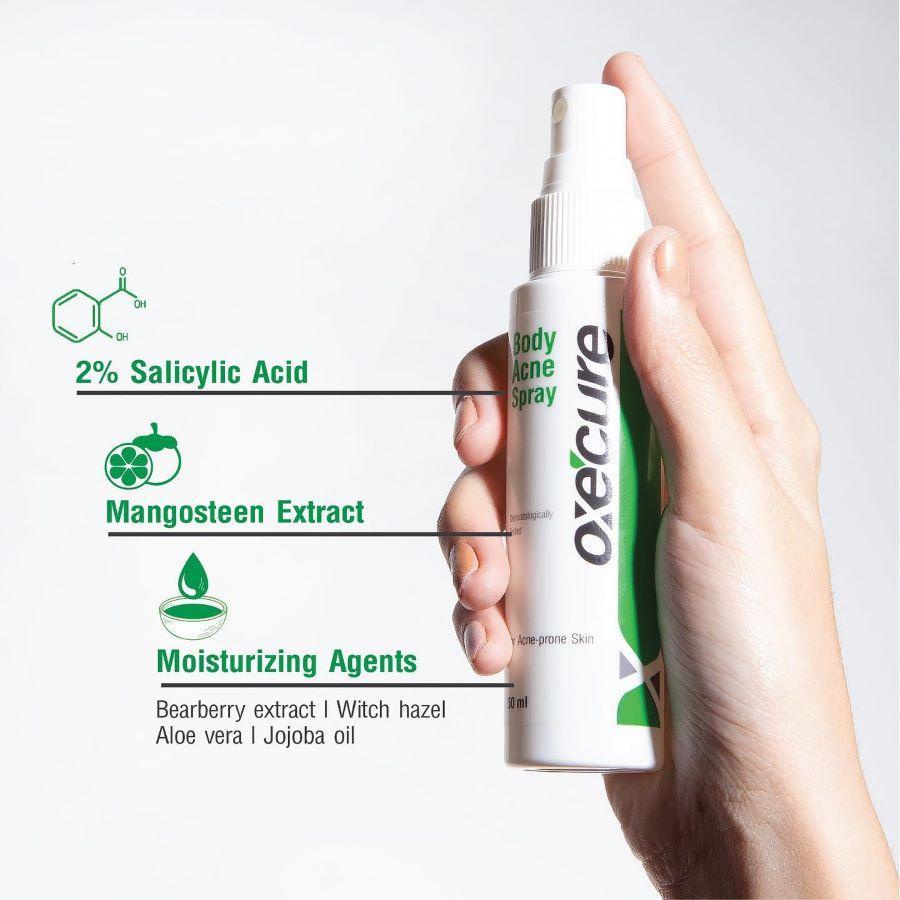 Xịt mụn lưng mụn body OXE'CURE hàng nội địa Thái giảm thâm viêm ngứa se khít lỗ chân lông hiệu quả sau 1 tuần sử dụng