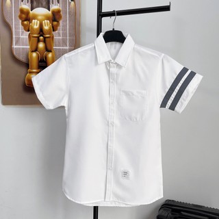 ÁO SƠ MI COTTON TAY NGẮN, KẺ SỌC BÊN TAY, HOT TREND THỜI TRANG NAM 1986