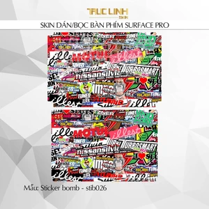 Bộ skin dán phím Surface Pro 3, 4, 5, 6, 7, 8, 9, X, Go... mẫu Sticker bomb - stib026