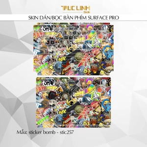 Bộ skin dán phím Surface Pro 3, 4, 5, 6, 7, 8, 9, X, Go... mẫu sticker bomb - stic257
