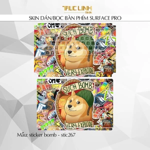 Bộ skin dán phím Surface Pro 3, 4, 5, 6, 7, 8, 9, X, Go... mẫu sticker bomb - stic267