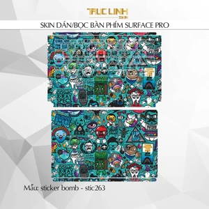 Bộ skin dán phím Surface Pro 3, 4, 5, 6, 7, 8, 9, X, Go... mẫu sticker bomb - stic263