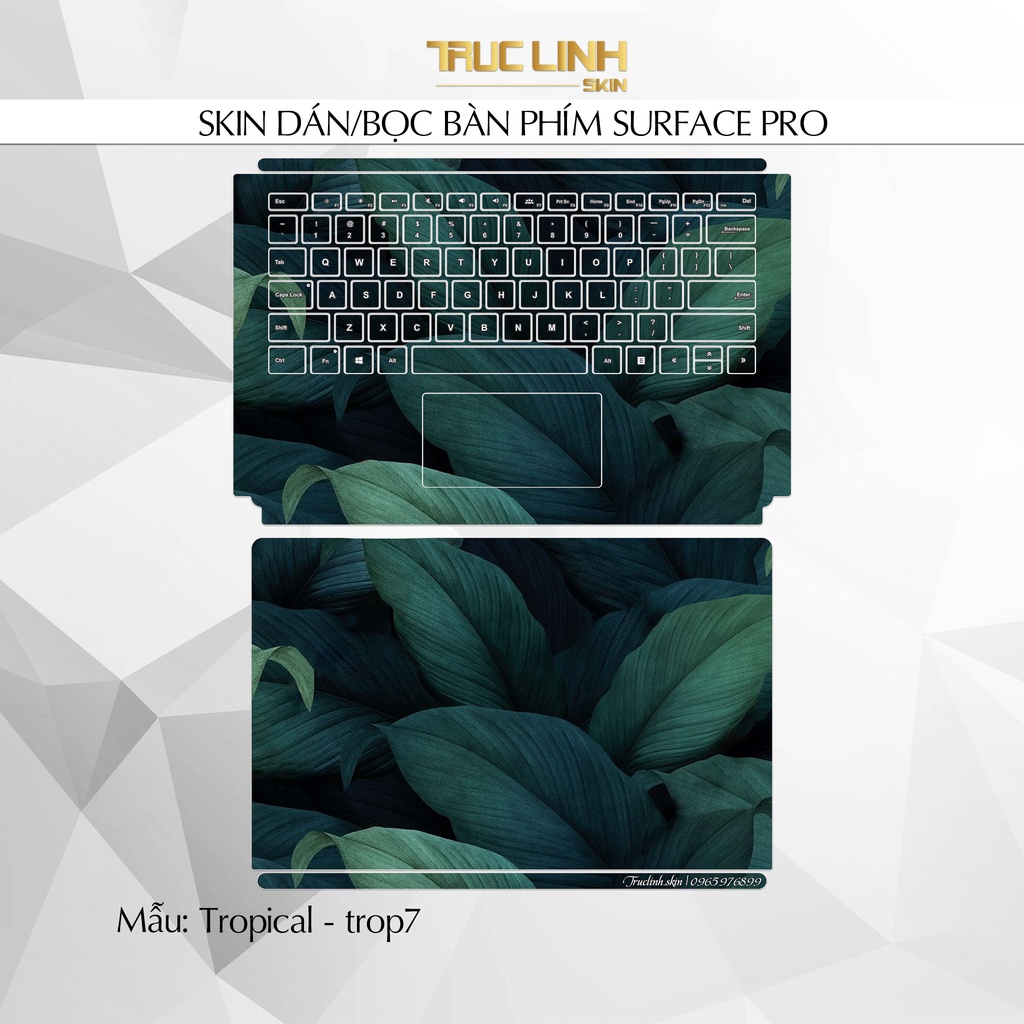 Bộ skin dán phím Surface Pro 3, 4, 5, 6, 7, 8, 9, X, Go... mẫu Tropical - trop7