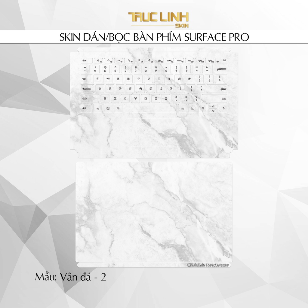 Bộ skin dán phím Surface Pro 3, 4, 5, 6, 7, 8, 9, X, Go... mẫu Vân đá - 2
