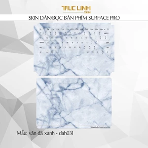 Bộ skin dán phím Surface Pro 3, 4, 5, 6, 7, 8, 9, X, Go... mẫu vân đá xanh - dah031