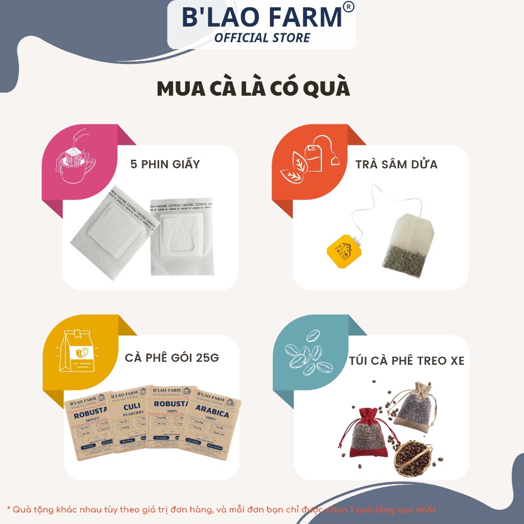 Ảnh Cà phê ROBUSTA rang mộc nguyên chất B'Lao Farm gu truyền thống vị đắng đậm dành cho pha máy và pha phin Túi giấy R1 4