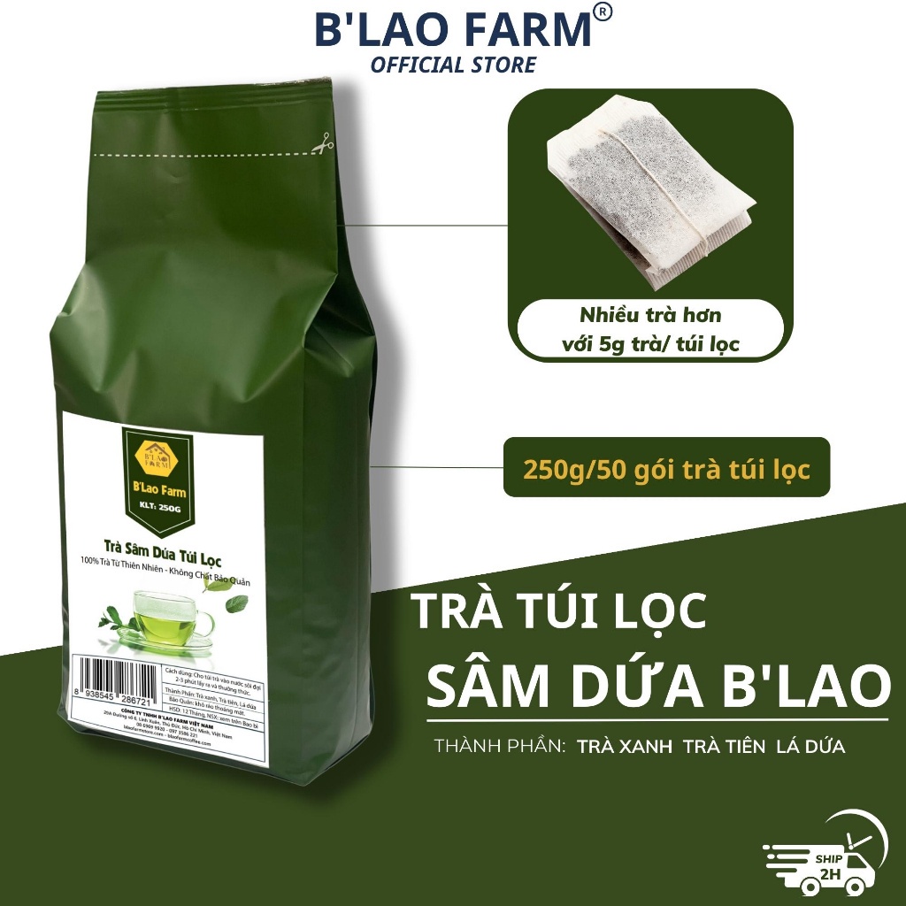 Trà túi lọc SÂM DỨA B'LAO FARM 100% trà trà xanh lá dứa trà tiên nguyên  chất thơm đậm vị trà tốt cho sức khỏe