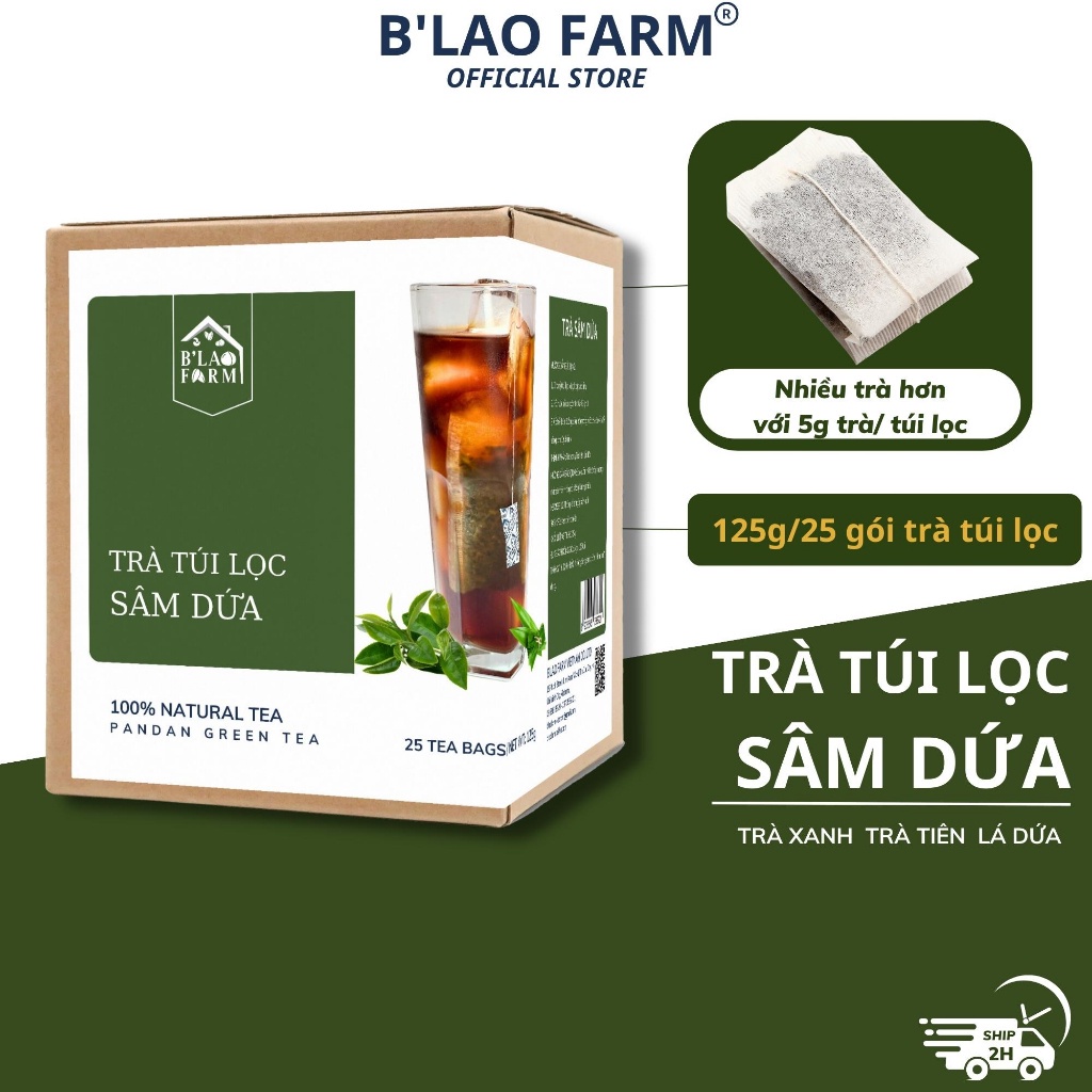 Ảnh Trà túi lọc SÂM DỨA B'LAO FARM 100% trà trà xanh lá dứa trà tiên nguyên chất thơm đậm vị trà tốt cho sức khỏe 1