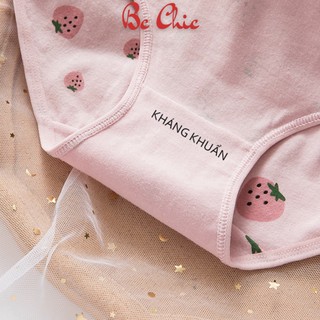 Quần lót cute nữ Q 716 cotton kháng khuẩn hoạ tiết dâu tây BC_CHIC LINGERIE