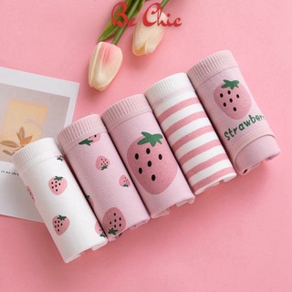 Quần lót cute nữ Q 716 cotton kháng khuẩn hoạ tiết dâu tây BC_CHIC LINGERIE