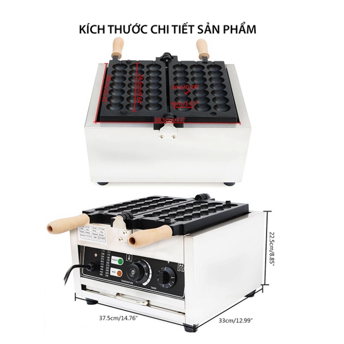 Máy làm bánh hồ lô, máy làm bánh que hồ lô 1600W điều chỉnh 50 - 300 độ, hẹn giờ chính xác