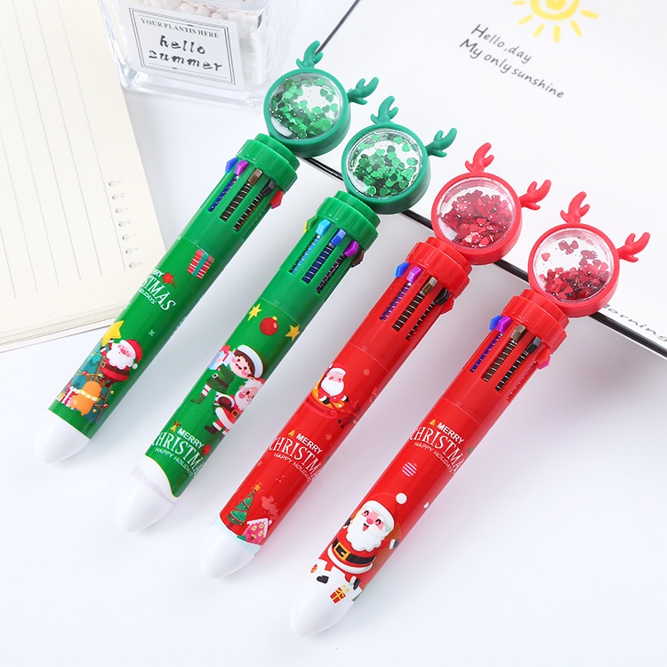 3 Bút Bi Bấm 10 Ngòi Hươu Noel Dễ Thương