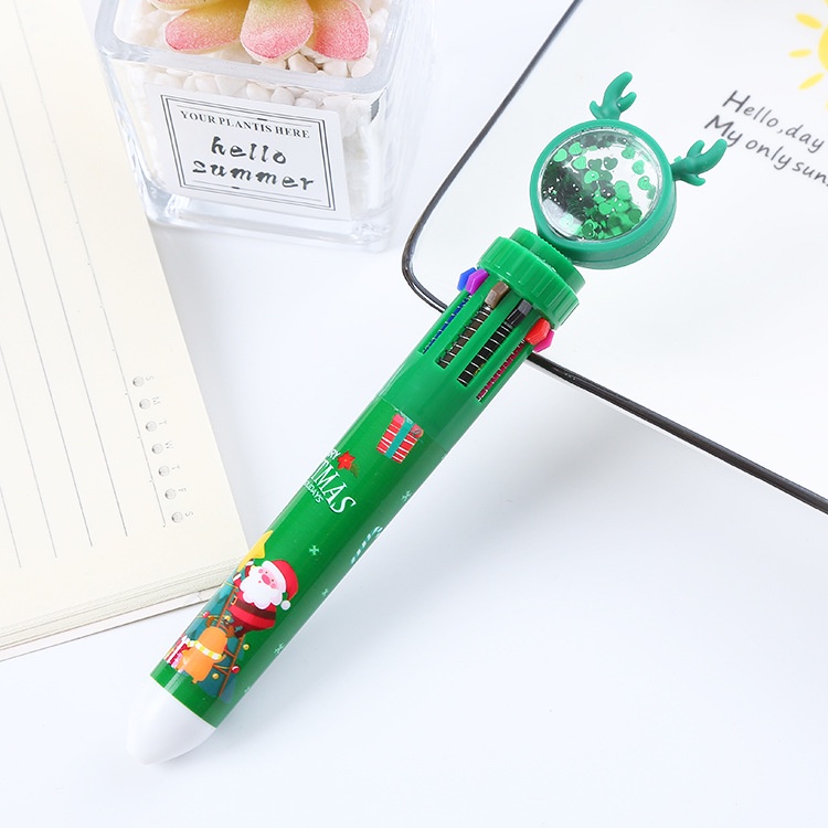3 Bút Bi Bấm 10 Ngòi Hươu Noel Dễ Thương