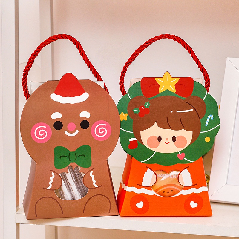 3 Hộp Kèm Quai Quà Tặng Noel Giáng Sinh 18*13.5*5Cm