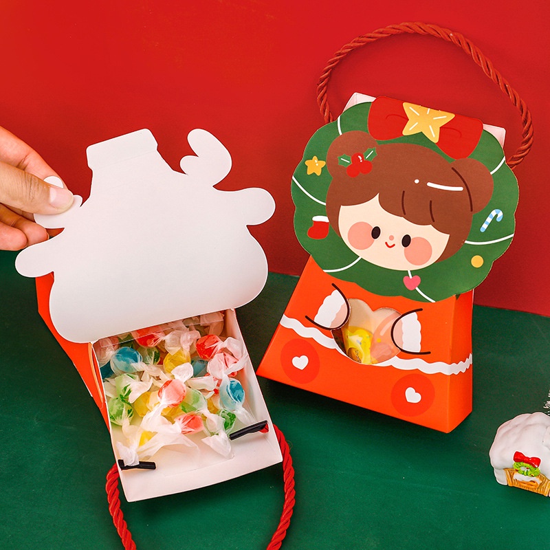 3 Hộp Kèm Quai Quà Tặng Noel Giáng Sinh 18*13.5*5Cm