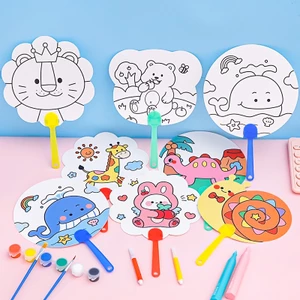 🎨 COMBO 3 QUẠT TAY HOẠT HÌNH TÔ MÀU + MÀU TÔ CHO BÉ 🐰🐻