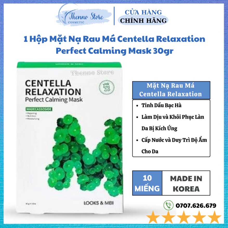 Chính hãng 1 Hộp Mặt Nạ Rau Má Centella Relaxation Perfect Calming Mask