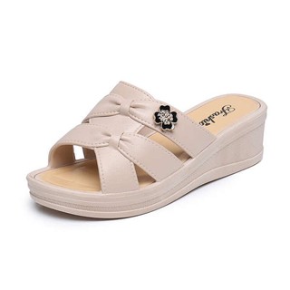 dép nữ đế cao dép nữ trung niên cho mẹ Dép Sandal Đế Xuồng Dày Hai Lớp Chống Thấm Nước Thời Trang Cao Cấp Mới Dành Cho Nữ Mang Trong Nhà / Du Lịch