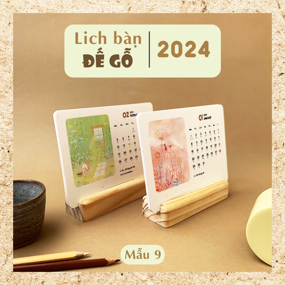 Lịch để bàn 2024, LỊCH BÀN ĐẾ GỖ 2…